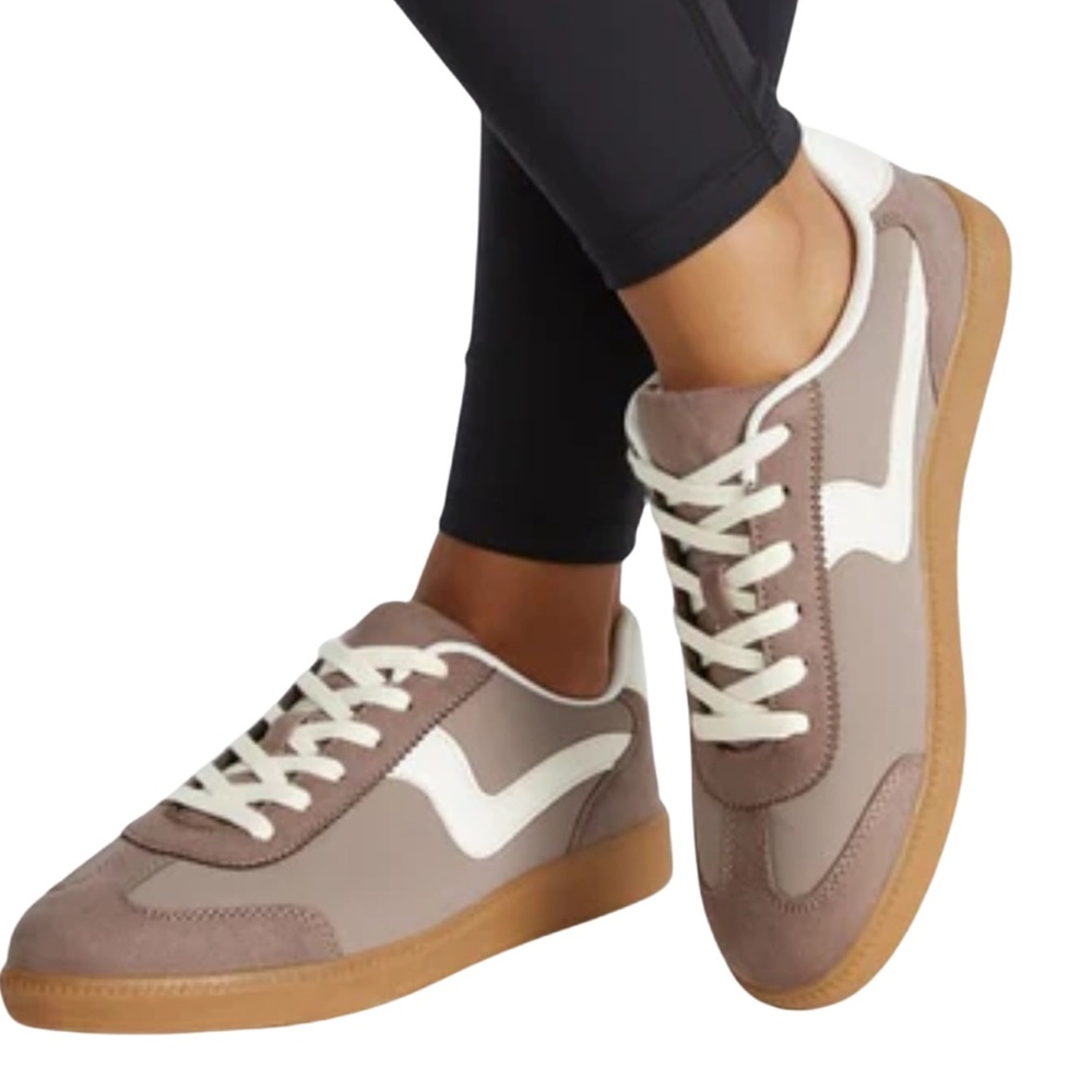 •Court•Mauve Suede Lace-Up Sneakers | Retro Gum Sole Casual Shoes - Picture 2 of 8